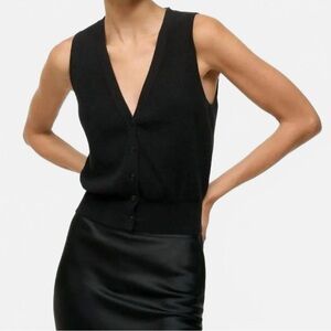 STAUD Ficus Sleeveless Sweater Vest size small black